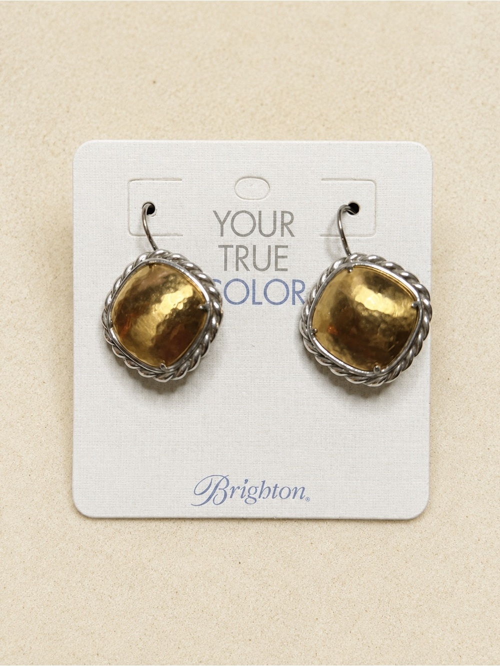 Brighton Joyful Two Tone Drop Earrings Silver Gold Tone NWT